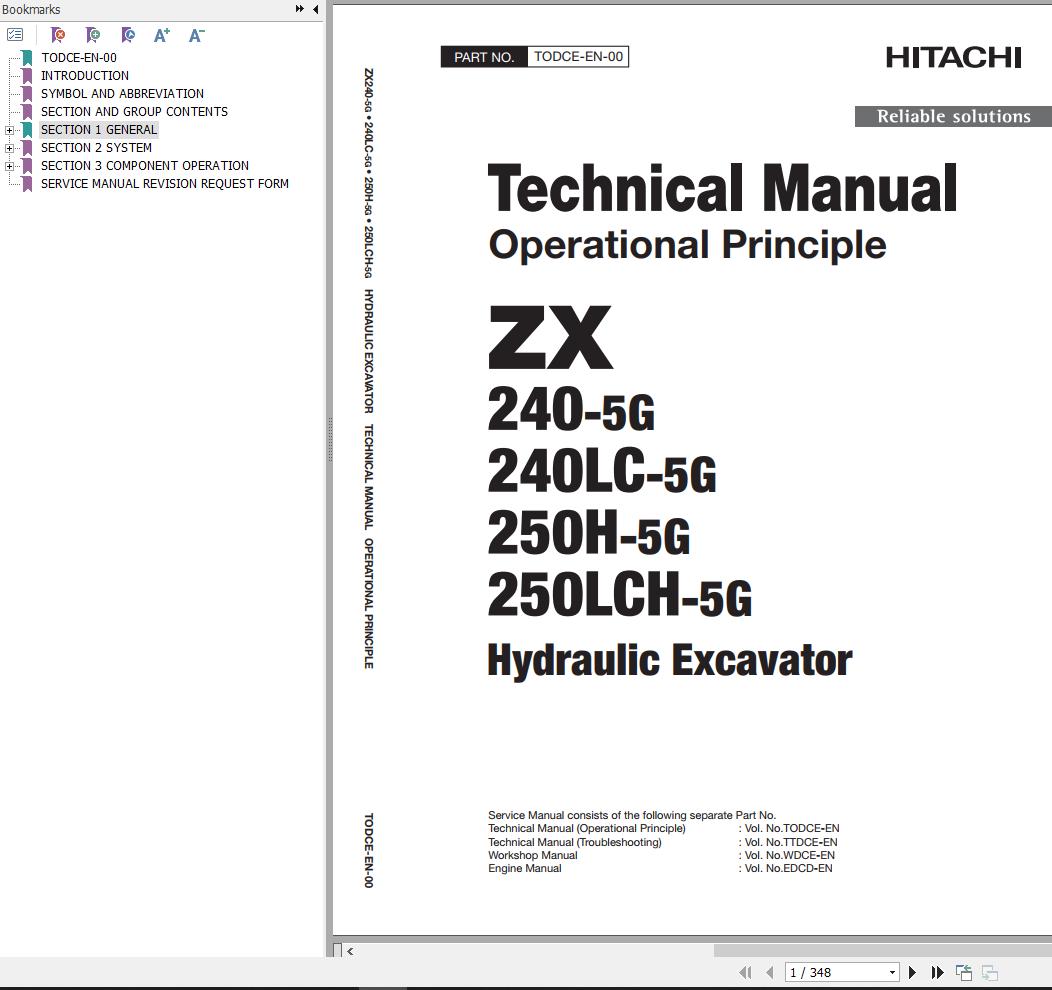 Hitachi Hydraulic Excavator ZX240 5G ZX240LC 5G Technical Manual