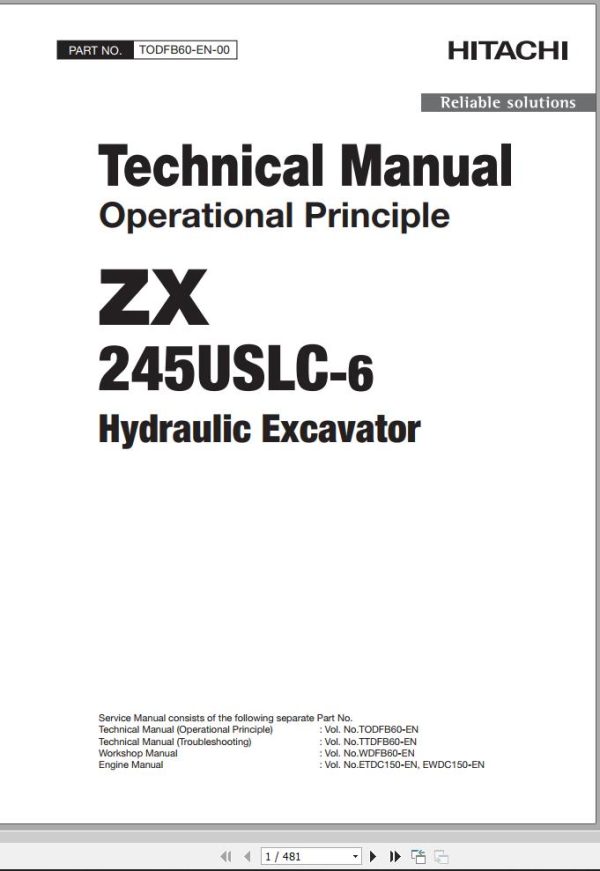 Hitachi Hydraulic Excavator ZX245USLC 6 Technical Manual