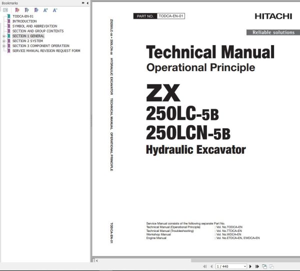 Hitachi Hydraulic Excavator ZX250 5B ZX250LC 5B Technical Manual