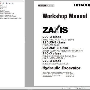 Hitachi Hydraulic Excavator ZX250H 3 Workshop Manual
