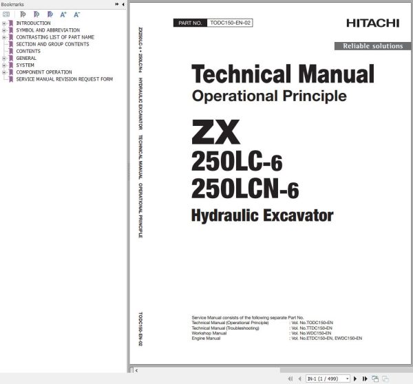 Hitachi Hydraulic Excavator ZX250LC 6 ZX250LCN 6 Technical Manual