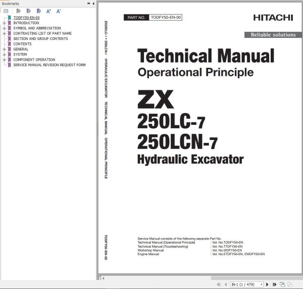 Hitachi Hydraulic Excavator ZX250LC 7 ZX250LCN 7 Technical Manual