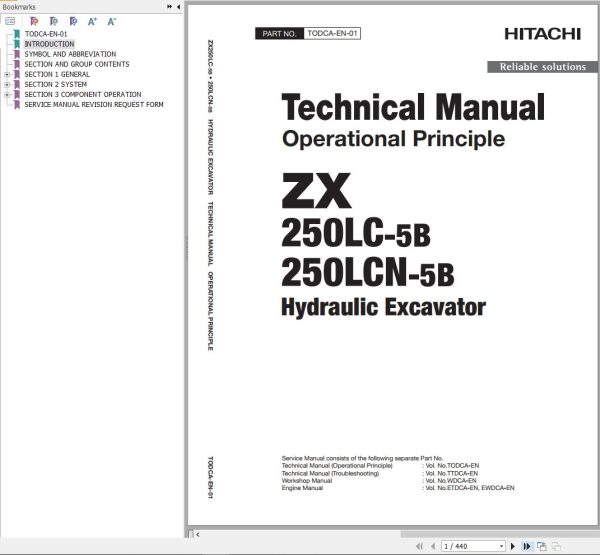 Hitachi Hydraulic Excavator ZX260LC 5B Technical Manual