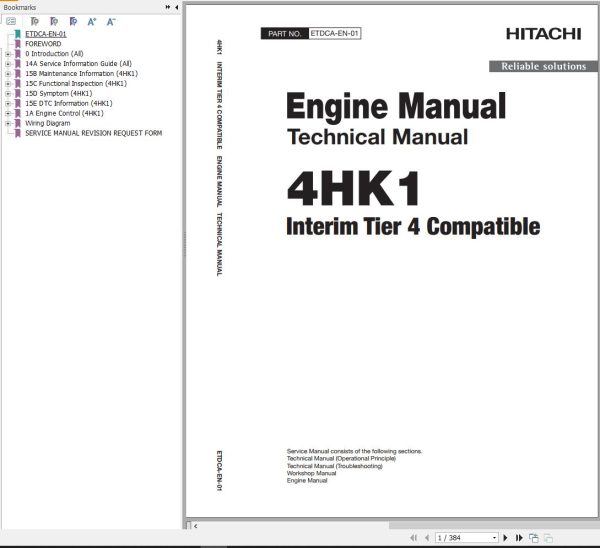 Hitachi Hydraulic Excavator ZX260LC 5B Workshop Manual