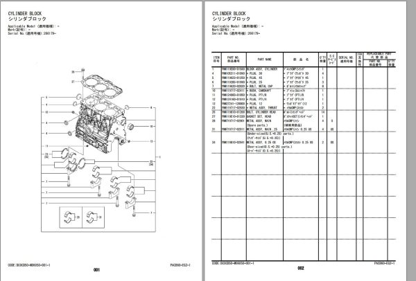 Hitachi Hydraulic Excavator ZX26U 5N Engine Parts Catalog PACB60 EG2 1 1
