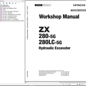 Hitachi Hydraulic Excavator ZX280 5G ZX280LC 5G Workshop Manual WDDF EN 00