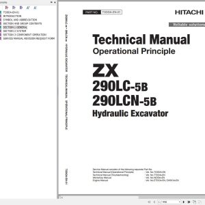 Hitachi Hydraulic Excavator ZX290LC 5B ZX290LCN 5B Technical Manual