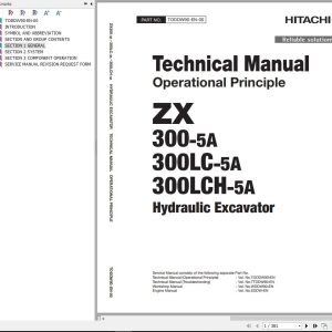 Hitachi Hydraulic Excavator ZX300 5A ZX300LC 5A ZX300LCH 5A Technical Manual