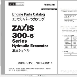 Hitachi Hydraulic Excavator ZX300 6 Series Engine Parts Catalog 6HK1 XASA12 7 EN JP