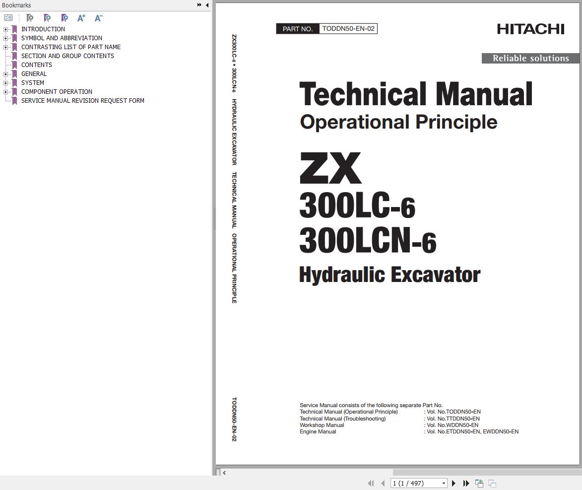 Hitachi Hydraulic Excavator ZX300LC 6 ZX300LCN 6 Technical Manual