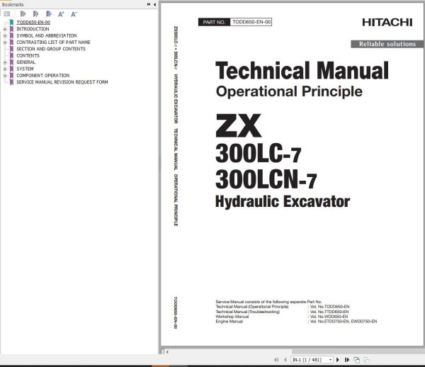 Hitachi Hydraulic Excavator ZX300LC 7 ZX300LCN 7 Technical Manual