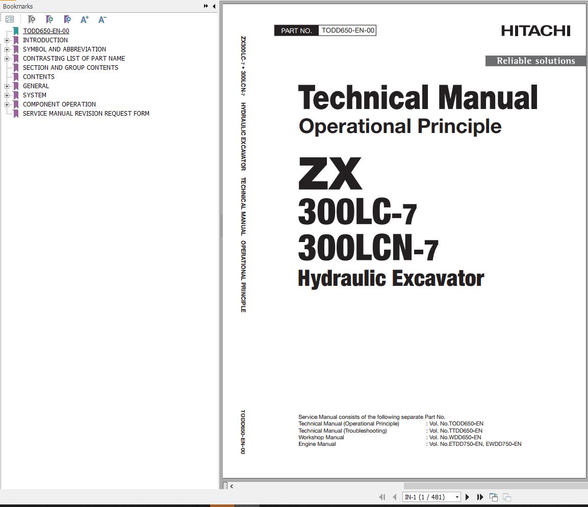 Hitachi Hydraulic Excavator ZX300LC 7 ZX300LCN 7 Technical Manual
