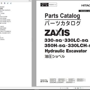 Hitachi Hydraulic Excavator ZX330 5G to ZX380LC 5G Parts Catalog EN JP