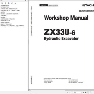 Hitachi Hydraulic Excavator ZX33U 6 Workshop Manual WADR50 EN 00