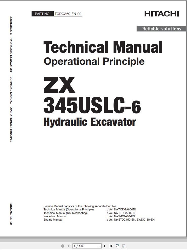Hitachi Hydraulic Excavator ZX345USLC 6 Technical Manual