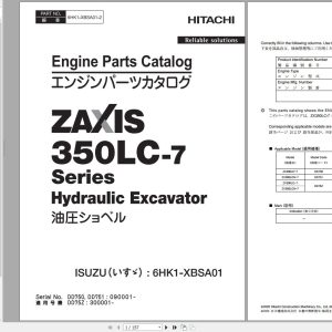 Hitachi Hydraulic Excavator ZX350LC 7 ZX350LCN 7 Parts Catalog EN JP
