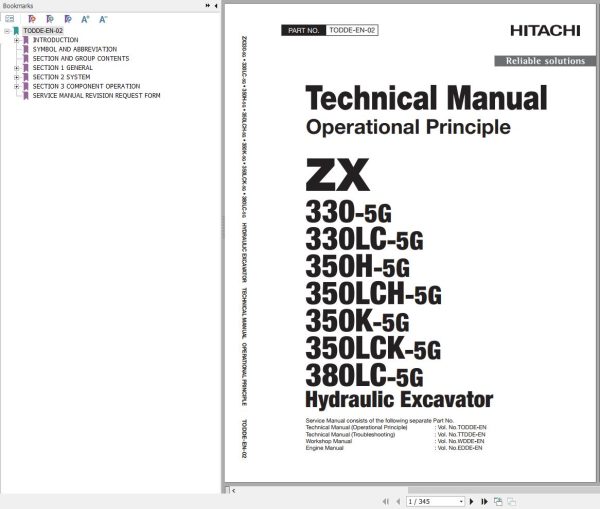 Hitachi Hydraulic Excavator ZX380LC 5G Technical Manual