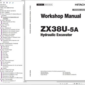 Hitachi Hydraulic Excavator ZX38U 5A Workshop Manual