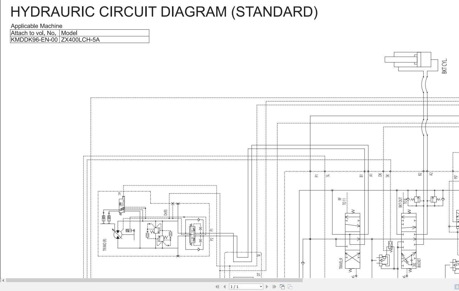 Hitachi Hydraulic Excavator ZX400LCH 5A Hydraulic Circuit Diagram