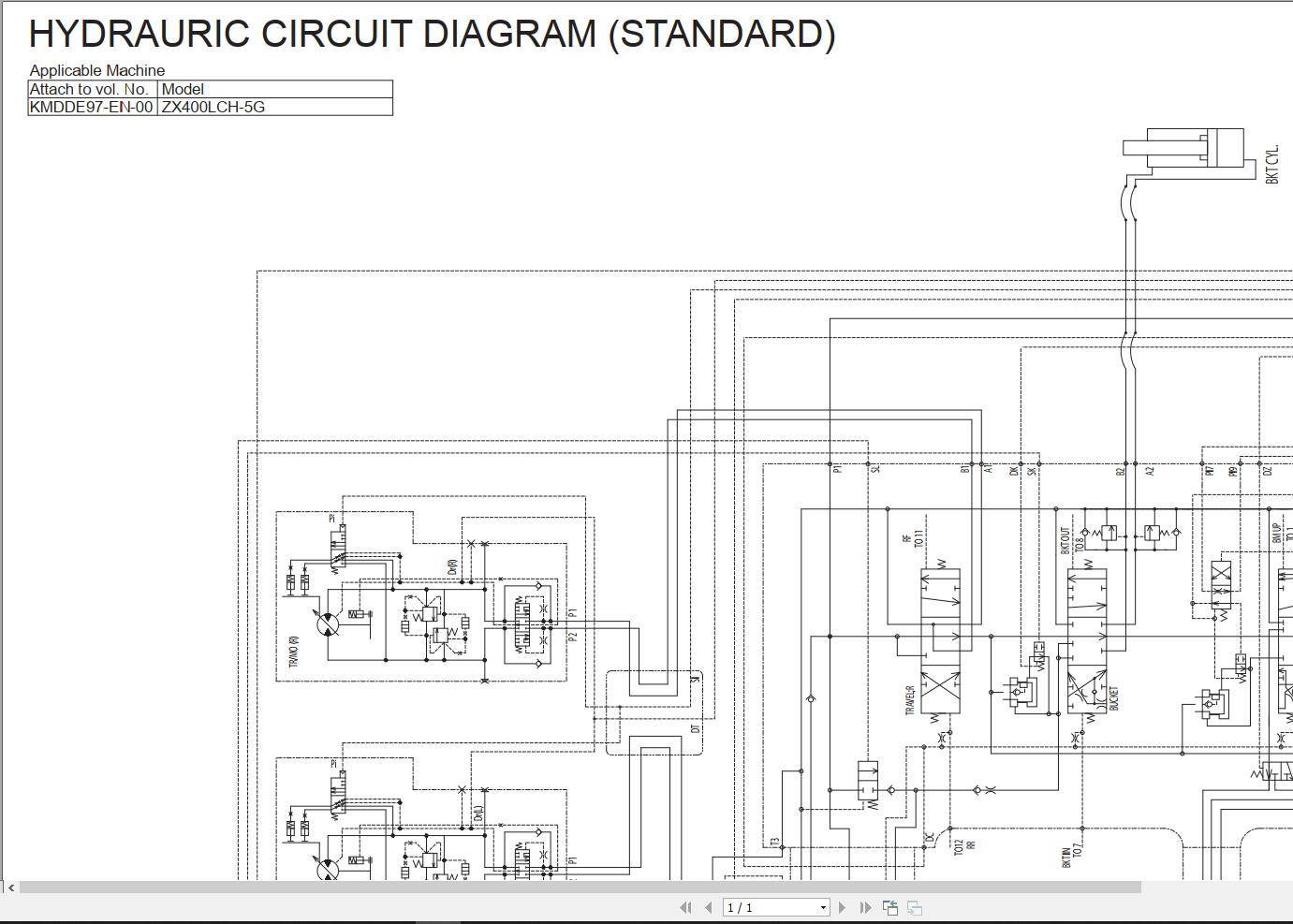 Hitachi Hydraulic Excavator ZX400LCH 5G Hydraulic Circuit Diagram