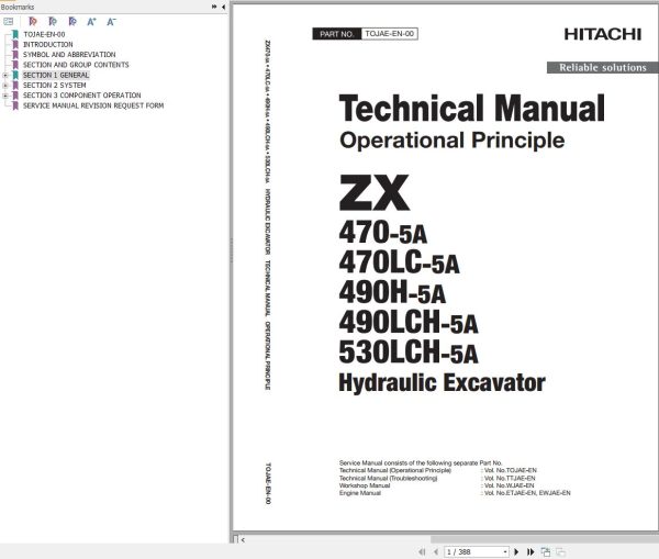 Hitachi Hydraulic Excavator ZX470 5A Technical Manual