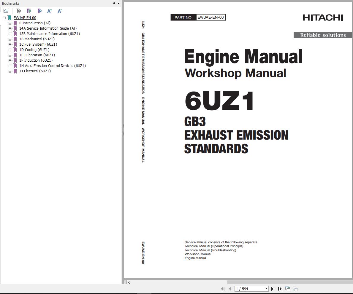 Hitachi Hydraulic Excavator ZX470 5A Workshop Manual