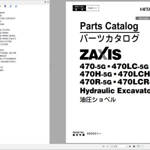 Hitachi Hydraulic Excavator ZX470 5G ZX470LC 5G Parts Catalog EN JP