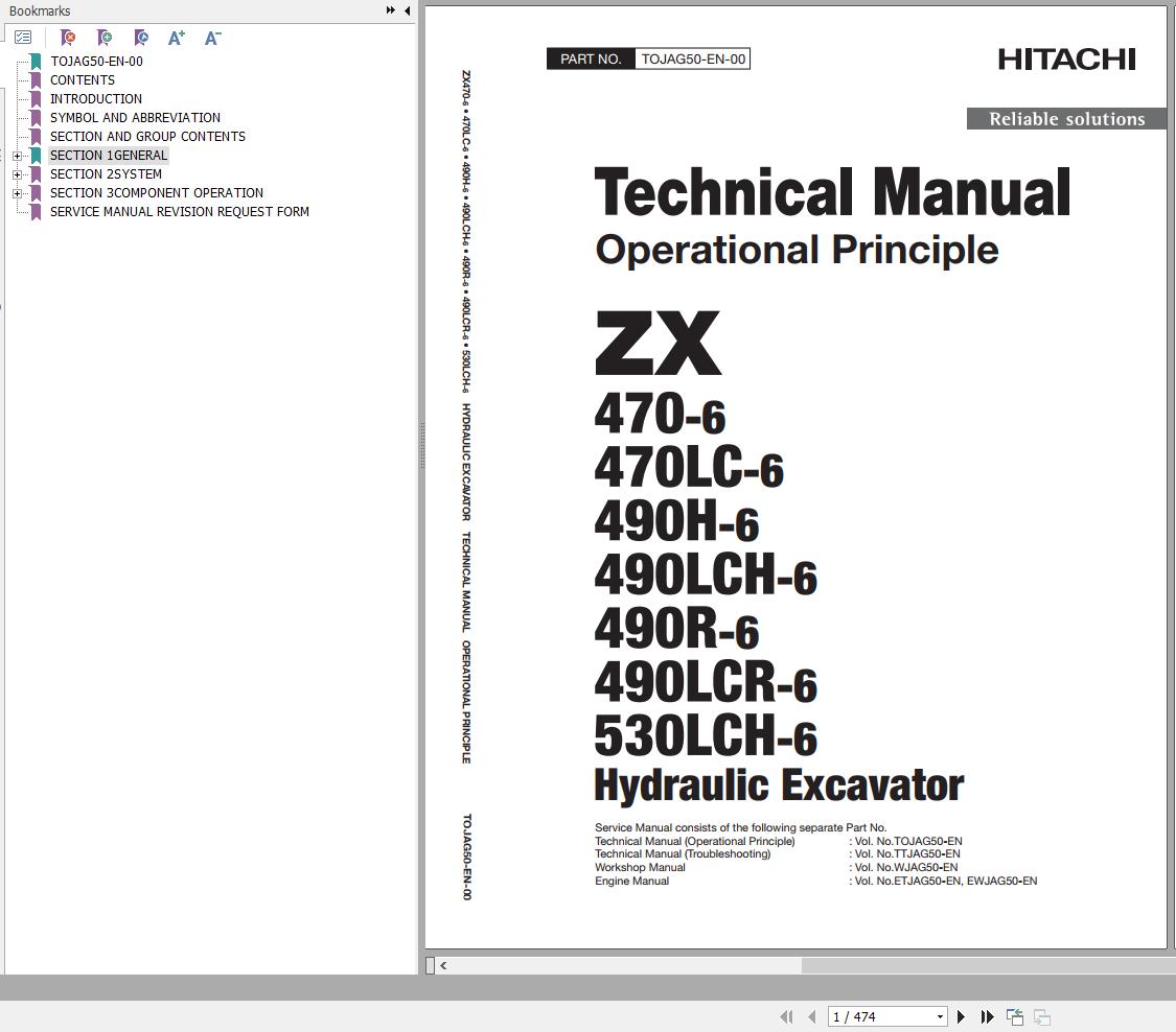 Hitachi Hydraulic Excavator ZX470 6 ZX470LC 6 Technical Manual Operational Principle