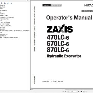 Hitachi Hydraulic Excavator ZX470LC 6 ZX670LC 6 ZX870LC 6 Operators Manual