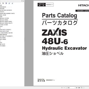 Hitachi Hydraulic Excavator ZX48U 6 Parts Catalog EN JP