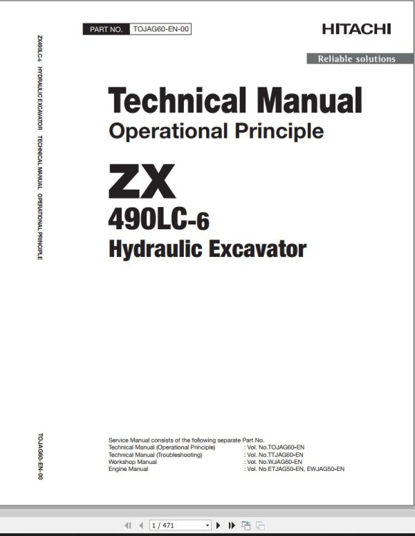 Hitachi Hydraulic Excavator ZX490LC 6 Technical Manual 1