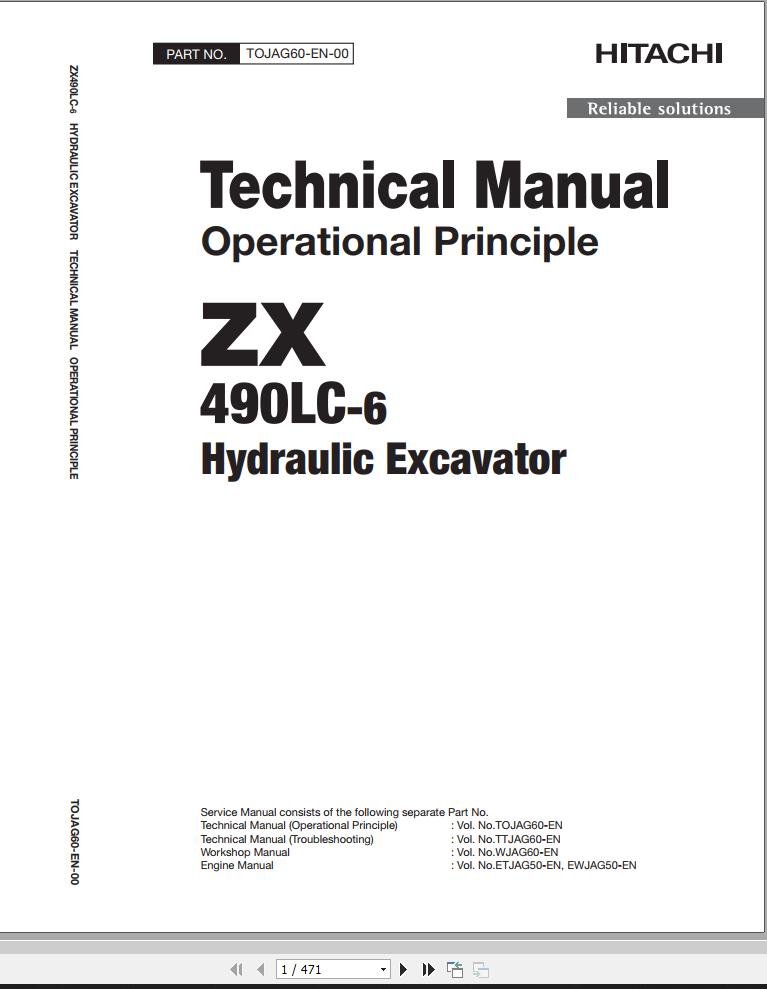 Hitachi Hydraulic Excavator ZX490LC 6 Technical Manual 1