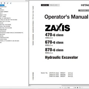 Hitachi Hydraulic Excavator ZX490LC 6 ZX690LC 6 ZX890LC 6 Operators Manual