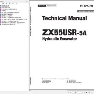 Hitachi Hydraulic Excavator ZX55USR 5A Technical Manual