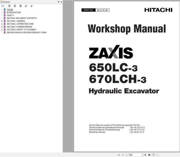 Hitachi Hydraulic Excavator ZX650LC 3 ZX670LCH 3 Workshop Manual