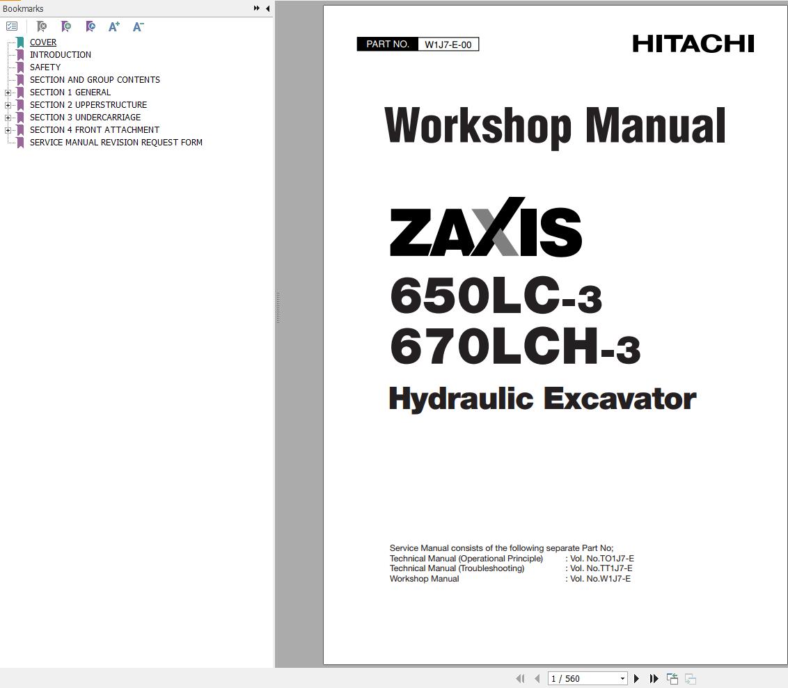 Hitachi Hydraulic Excavator ZX650LC 3 ZX670LCH 3 Workshop Manual