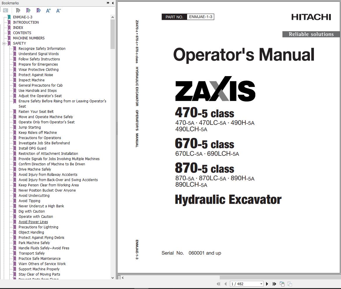 Hitachi Hydraulic Excavator ZX670LC 5A Operators Manual ENMJAE 1 3