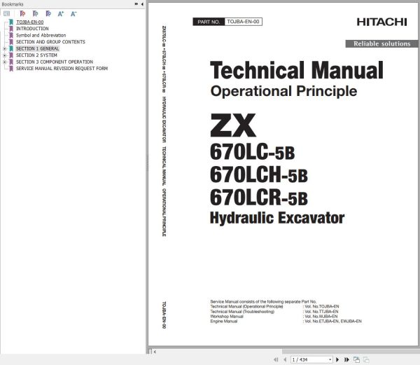 Hitachi Hydraulic Excavator ZX670LC 5B Technical Manual