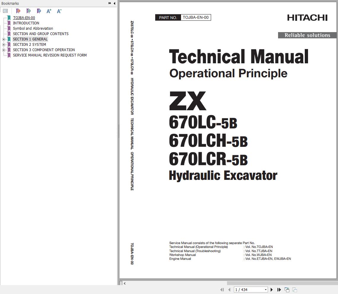 Hitachi Hydraulic Excavator ZX670LC 5B Technical Manual