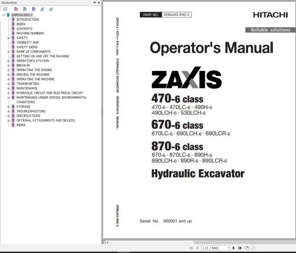 Hitachi Hydraulic Excavator ZX670LC 6 ZX690LCH 6 ZX690LCR 6 Operators Manual