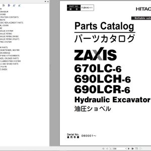 Hitachi Hydraulic Excavator ZX670LC 6 ZX690LCH 6 ZX690LCR 6 Parts Catalog EN JP
