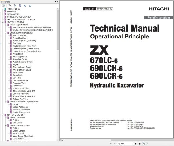 Hitachi Hydraulic Excavator ZX670LC 6 ZX690LCH 6 ZX690LCR 6 Technical Manual