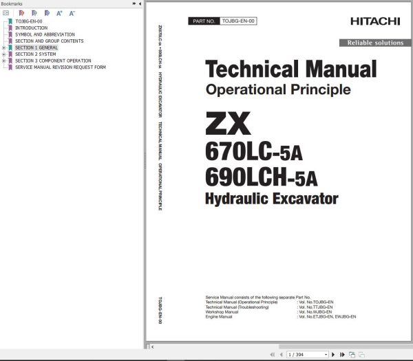 Hitachi Hydraulic Excavator ZX690LCH 5A Workshop Manual
