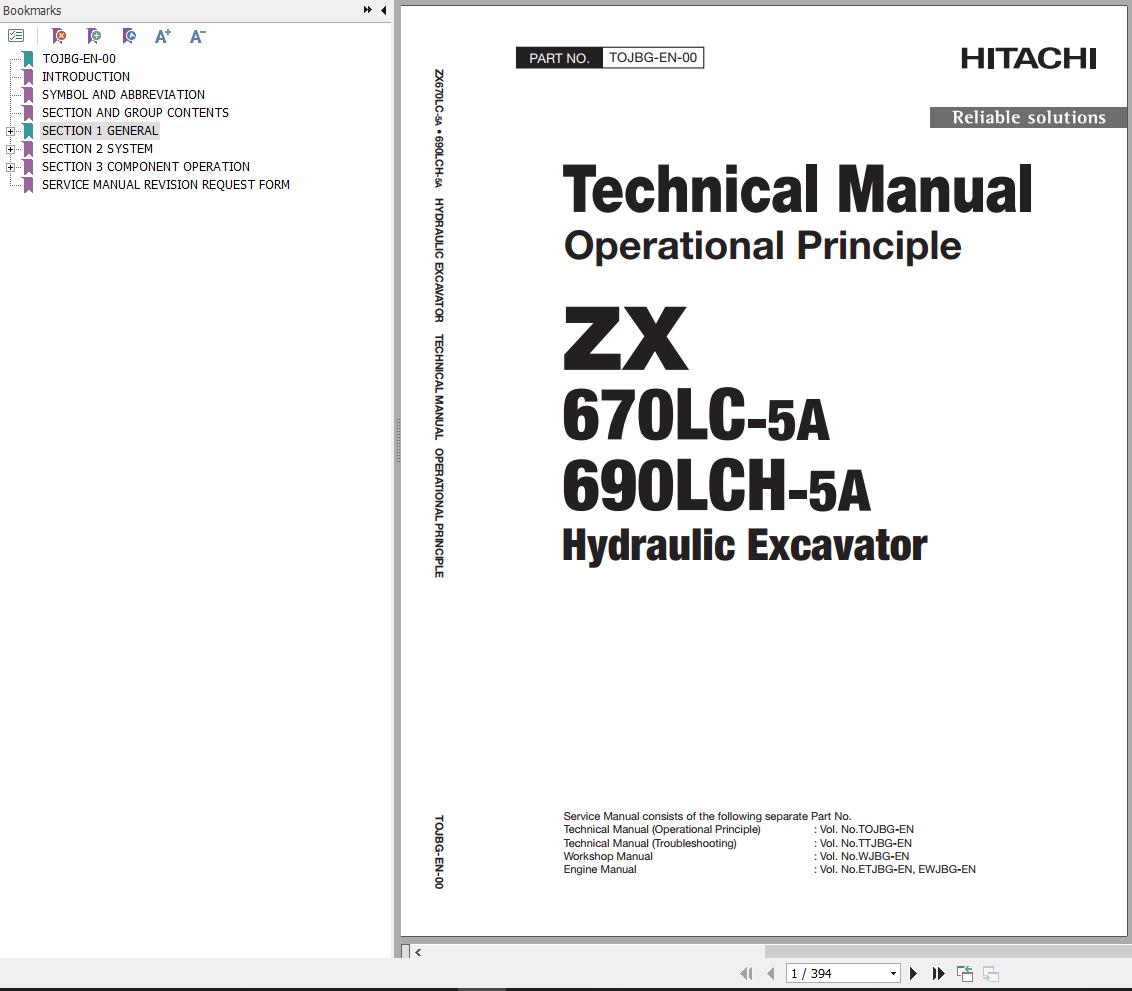 Hitachi Hydraulic Excavator ZX690LCH 5A Workshop Manual