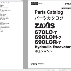 Hitachi Hydraulic Excavator ZX690LCH 7 ZX690LCR 7 Parts Catalog EN JP