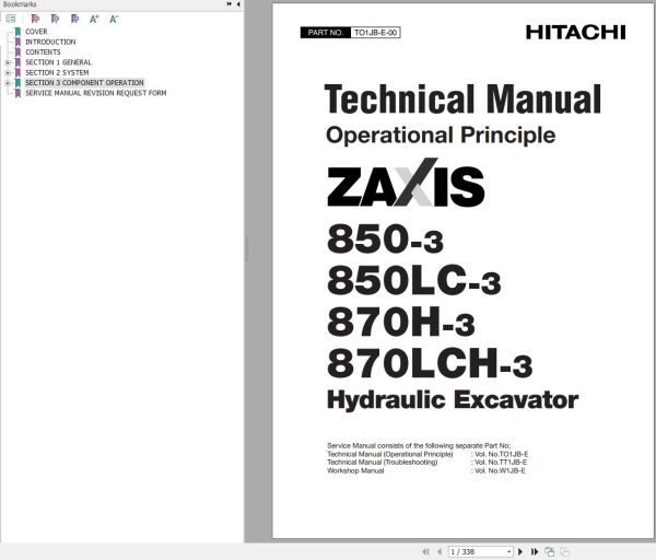 Hitachi Hydraulic Excavator ZX850 3 ZX870H 3 Technical Manual