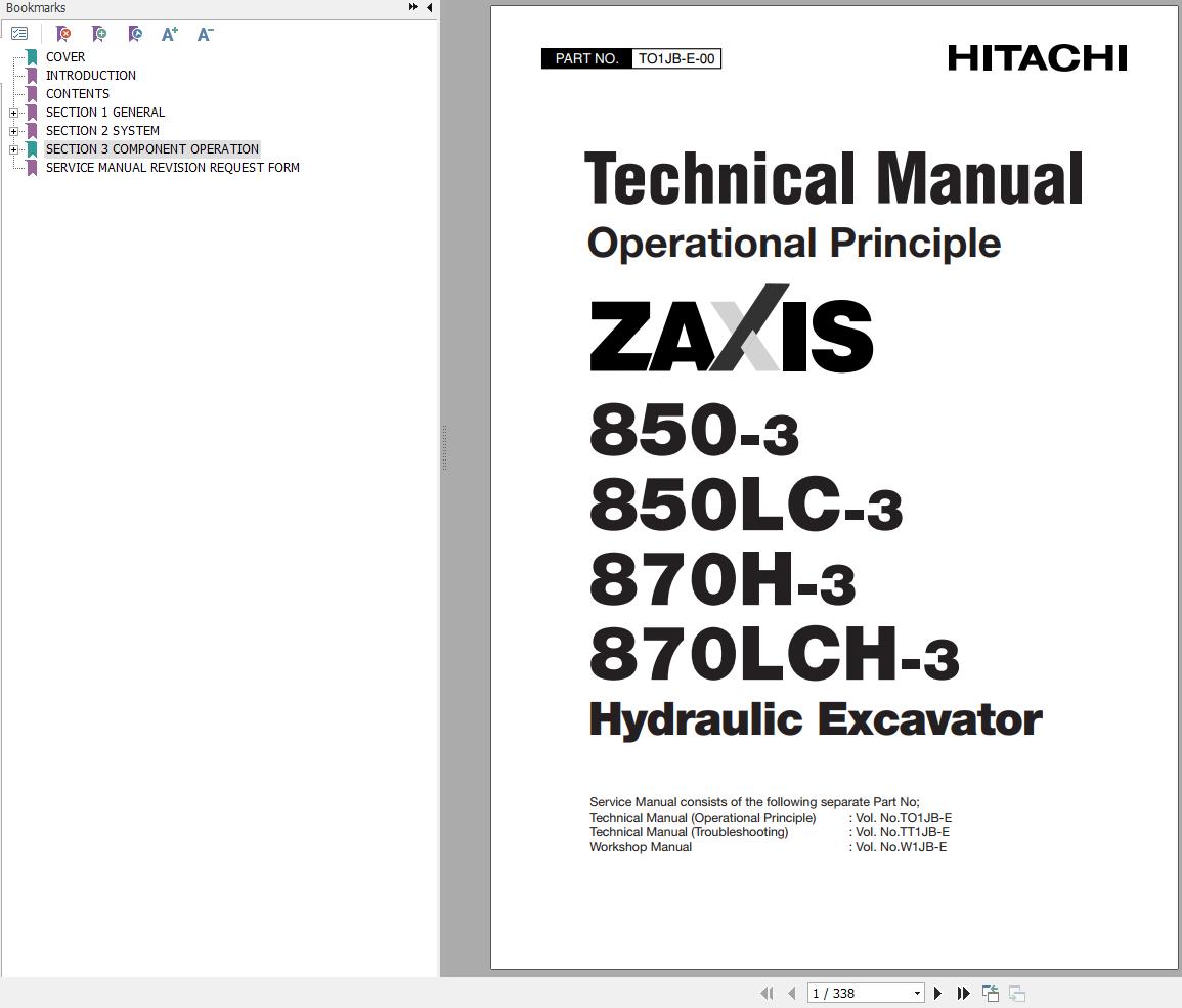 Hitachi Hydraulic Excavator ZX850 3 ZX870H 3 Technical Manual