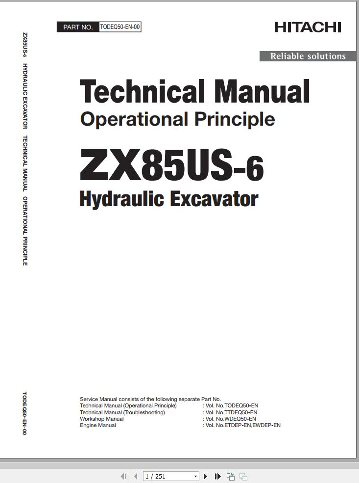 Hitachi Hydraulic Excavator ZX85US 6 Technical Manual