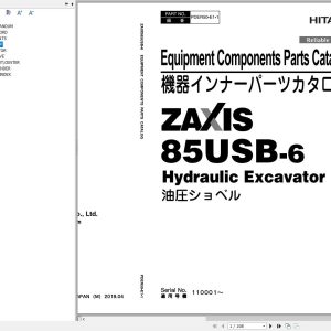Hitachi Hydraulic Excavator ZX85USB 6 Parts Catalog EN JP