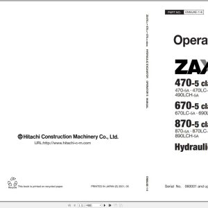 Hitachi Hydraulic Excavator ZX890LCH 5A Operators Manual ENMJAE 1 6